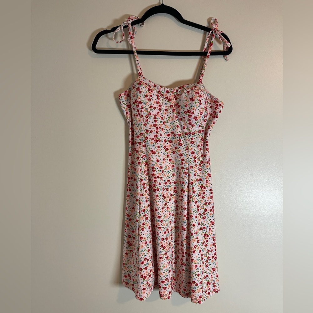 Lily Rose Women’s Dress Size Small Light Pink Floral Spaghetti Strap Flowy Mini